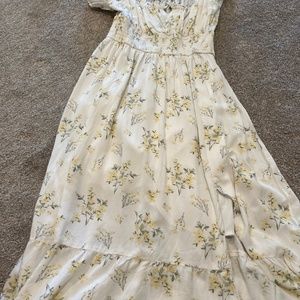 Yellow and white long maxi dress